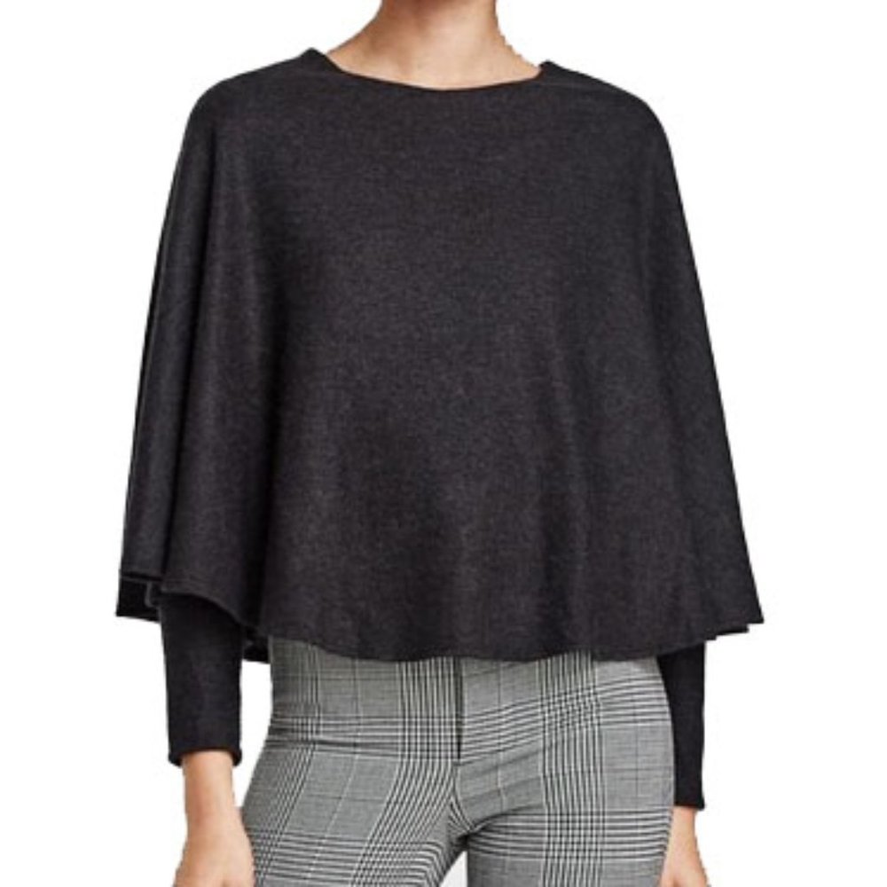 Zara Cape Poncho Sweater - Grey/Black - Medium